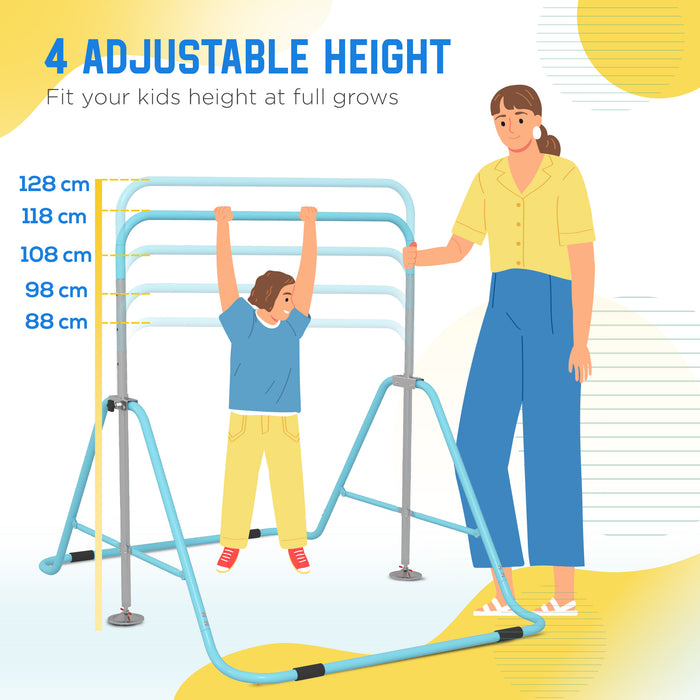 Foldable Children’s Gymnastics Bar with Adjustable Height - Sturdy Horizontal Bar for Home - Perfect for Young Gymnasts and Beginners