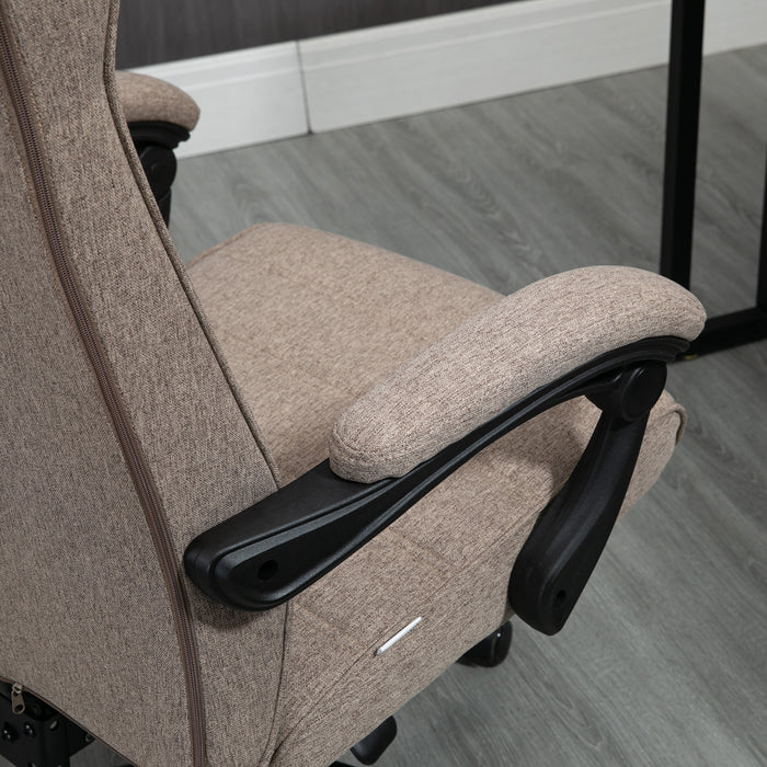 Ergonomic Linen High-Back Chair - Swivel & Reclining Home Office Furniture with Footrest and Padded Armrests - Ideal for Living Room or Study Comfort