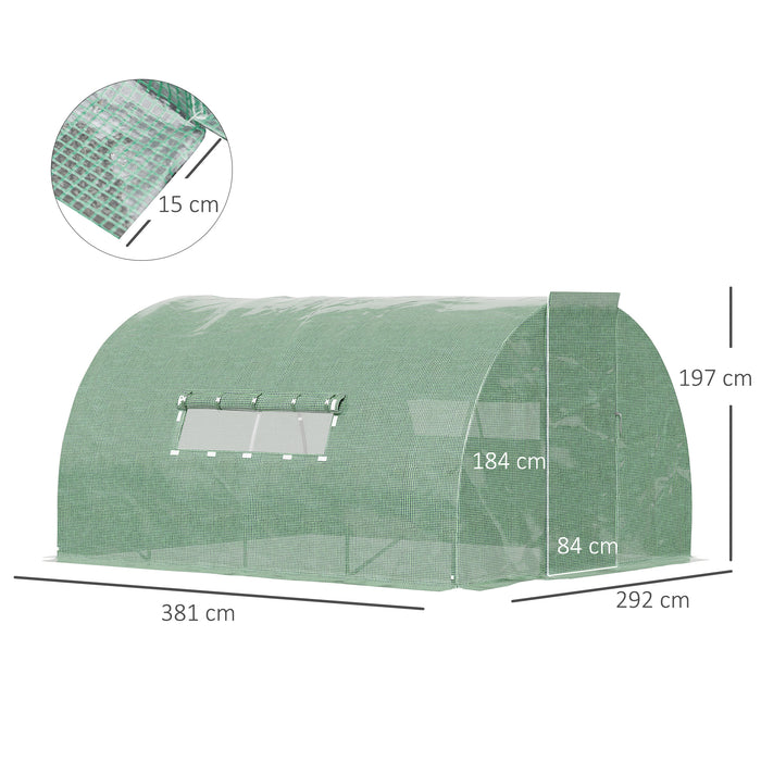Walk-In Polytunnel Greenhouse - 4x3x2m Heavy-Duty Steel Frame with Metal Hinged Door & Mesh Windows - Ideal for Extended Season Gardening & Plant Protection