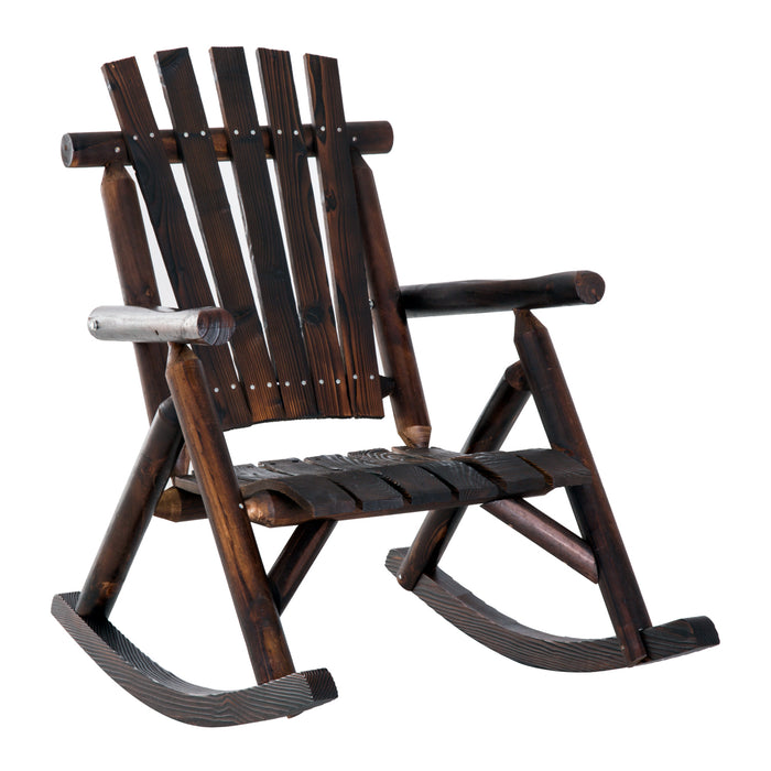 Rustic Fir Wood Rocking Chair - Outdoor Patio Adirondack-Style Comfort Rocker - Ideal for Relaxation & Traditional Decor