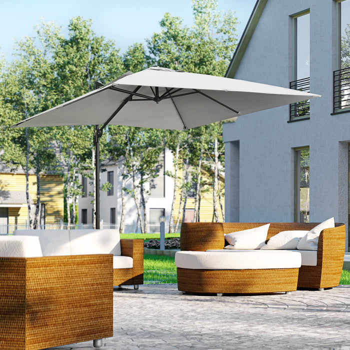 Cantilever Parasol Square Umbrella - 2.7m Overhanging Canopy with Crank, Tilt Function, 360° Rotatable Aluminium Frame - Ideal Sunshade for Garden, Patio, Backyard