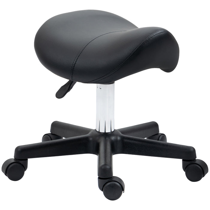 Ergonomic Saddle Stool - PU Leather Rolling Chair with Steel Frame for Spa, Beauty, Tattoo, Massage - Adjustable Height for Comfort and Versatility