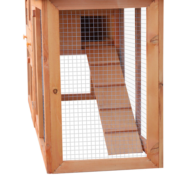 Outdoor Wooden Rabbit Hutch with Run - Guinea Pig Cage with Pull Out Tray, 145x45x85 cm - Ideal Habitat for Small Animals and Bunnies