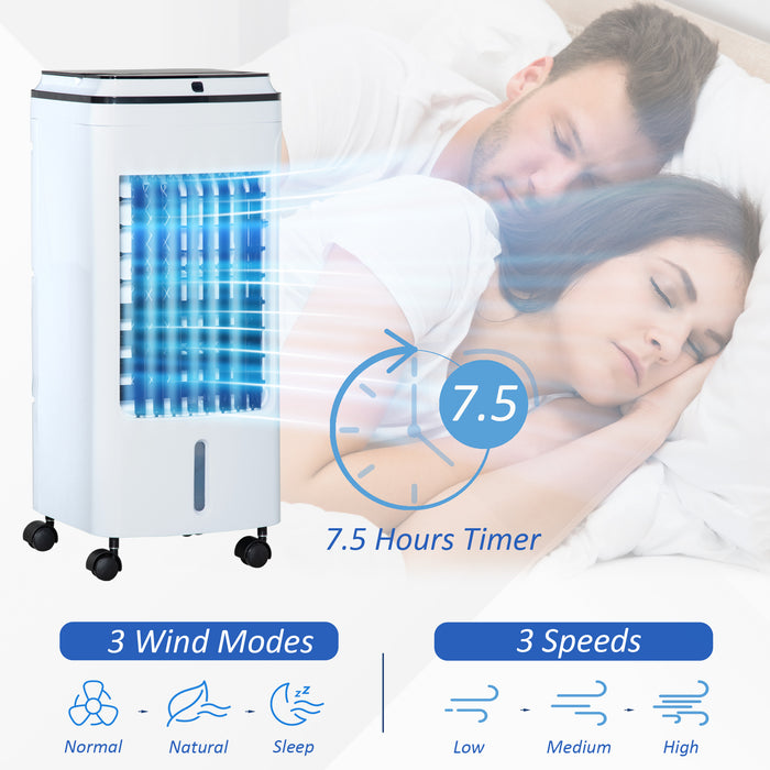 Evaporative Air Cooler with 4L Tank - 3-in-1 Portable Oscillating Fan with Timer and Remote Control - Ideal for Cooling and Refreshing Indoor Spaces