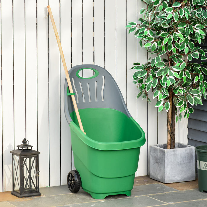 Garden Cart Barrow with Handle - Multipurpose Lightweight Wheelbarrow for Snow & Leaves, 60L Capacity with Broomstick Clip - Ideal for Outdoor Cleaning & Yard Maintenance