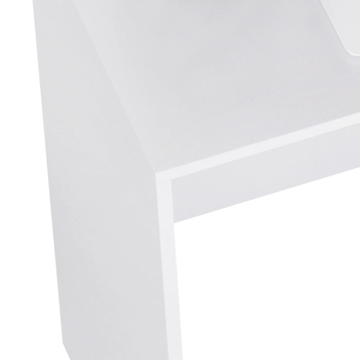 Modern 4-Drawer High Gloss Computer Desk - Sturdy Home Office Workstation in White - Ideal for Writers and Professionals