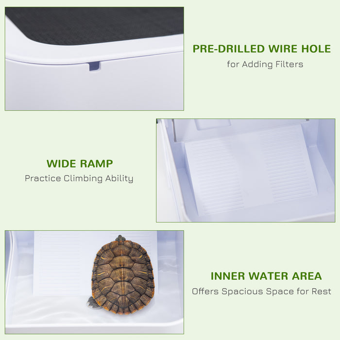 Reptile Habitat Starter Kit - Tortoise, Turtle Tank and Hermit Crab Enclosure with Water Area and Basking Platform - Ideal for Small Reptiles, 47x28x25cm Home Setup