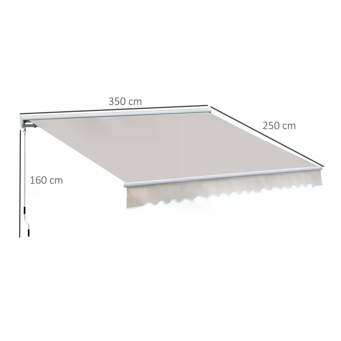 Retractable Awning - 3.5L x 2.5M Cream White Sunshade - Ideal for Patio and Outdoor Space Protection