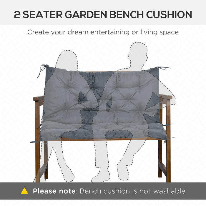 2 Seater Bench Cushion with Back Support - Dark Grey Garden Chair Pad with Ties, Indoor & Outdoor, 98x100cm - Comfort for Patio, Deck or Balcony Seating