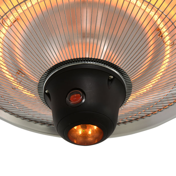 1500W Outdoor Patio Heater - Ceiling-Mounted Aluminium Halogen Heater with Remote and 3 Settings - Ideal for Warming Up Your Garden or Terrace