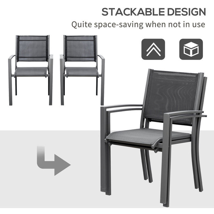 Outdoor Chair Duo - Steel Frame with Texteline Seats for Garden, Patio, and Balcony - Ideal for Camping and Fishing, Dark Grey/Black