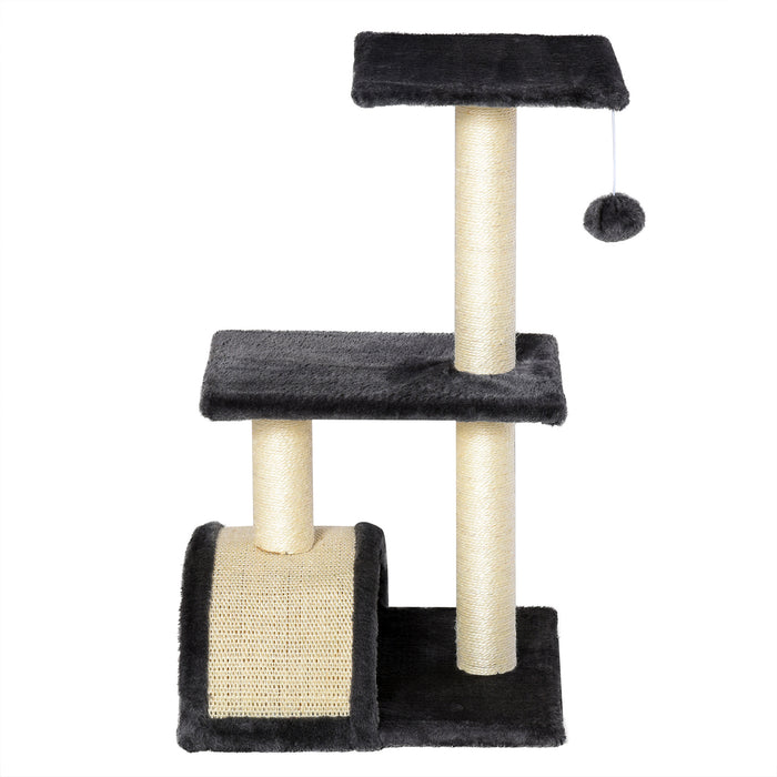 Climbing Activity Centre Cat Tree Tower - 72cm Kitten Playground with Sisal Scratching Posts, Arc Perch & Hanging Ball Toy - Designed for Playful Cats and Scratch Training