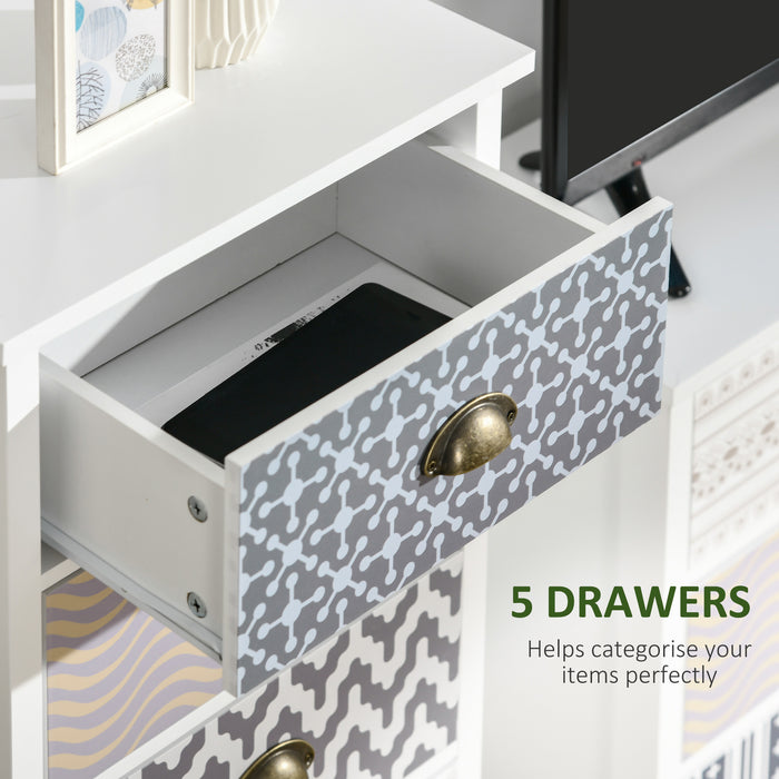 5-Drawer Tallboy Chest of Drawers - Modern Storage Dresser with Metal Handles - Space-Saving Cabinet for Bedroom and Living Room Organization