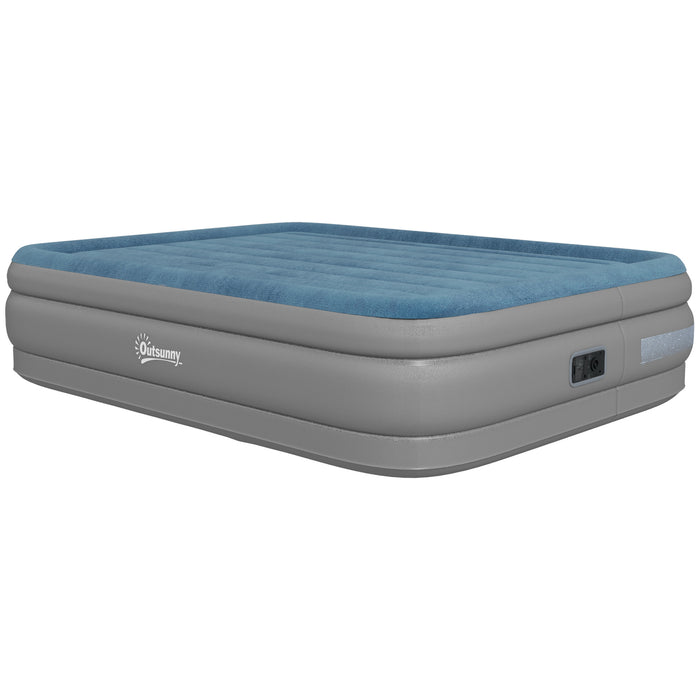 Queen-Size Airbed with Built-In Electric Pump - Comfortable Inflatable Sleeping Solution, Easy Setup - Ideal for Guests, Camping, and Temporary Bedding Needs