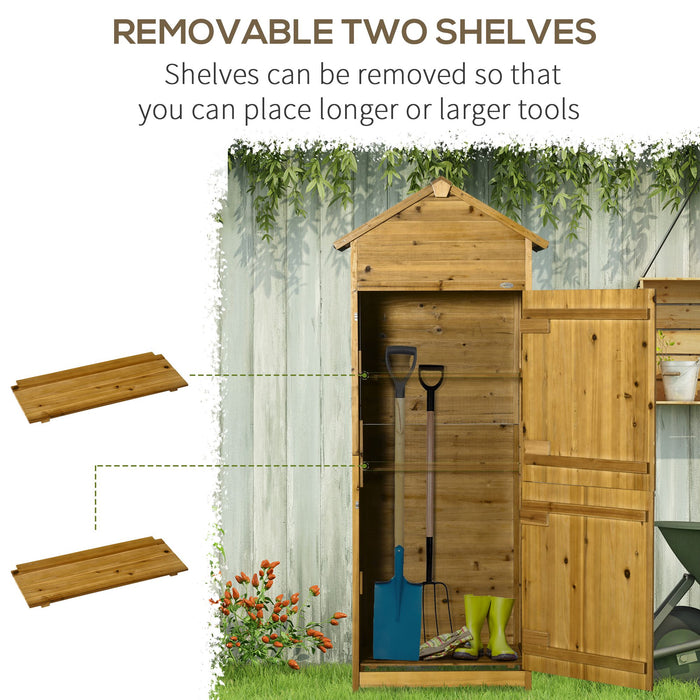 Garden Storage Organizer Cabinet - Wooden Utility Shed with 3 Shelves and Double Doors, Weather-Resistant - Ideal for Tools and Gardening Equipment, 191.5 x 79 x 49 cm