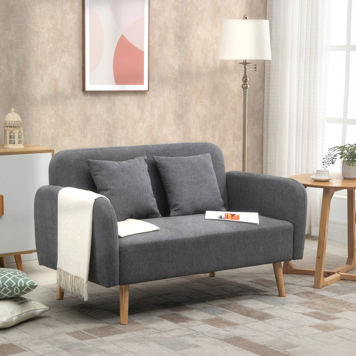 Chenille Upholstered Loveseat - 2-Seat Plush Sofa with Durable Rubberwood Legs, Grey - Perfect Cozy Seating for Small Spaces