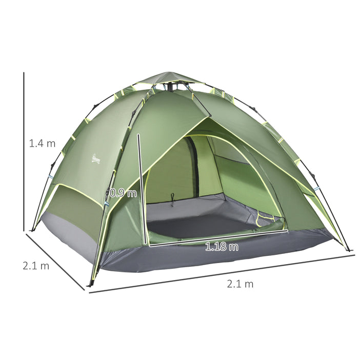 Three Man Pop Up Tent - Quick Setup Camping and Festival Shelter for Hiking and Family Travel - Compact, Portable Outdoor Accommodation