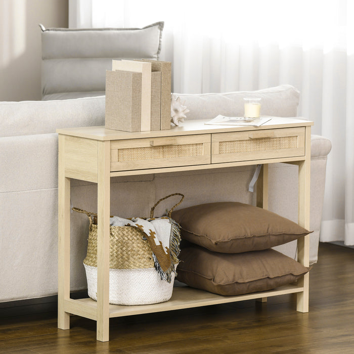 Hallway Console Storage Desk - Sofa Table with Drawer and Shelf - Ideal for Entryway, Living Room, or Bedroom Spaces