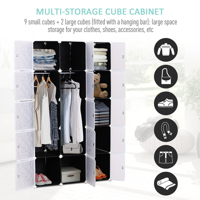 Modular Cube Wardrobe Organizer - Interlocking Plastic Storage Closet for Bedroom Clothes - Portable DIY Assembly for Space-Saving Solutions