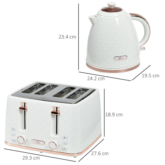 3000W Rapid Boil 1.7L Kettle & 4-Slice Toaster Combo - Adjustable 7-Setting Browning, Removable Crumb Tray - Ideal for Busy Kitchens & Breakfast Prep