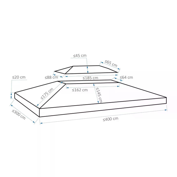 3x4m Gazebo Canopy Replacement - UV-Protective 2-Tier Top Patio Awning, Deep Grey - Ideal for Outdoor Shelter and Garden Enhancement