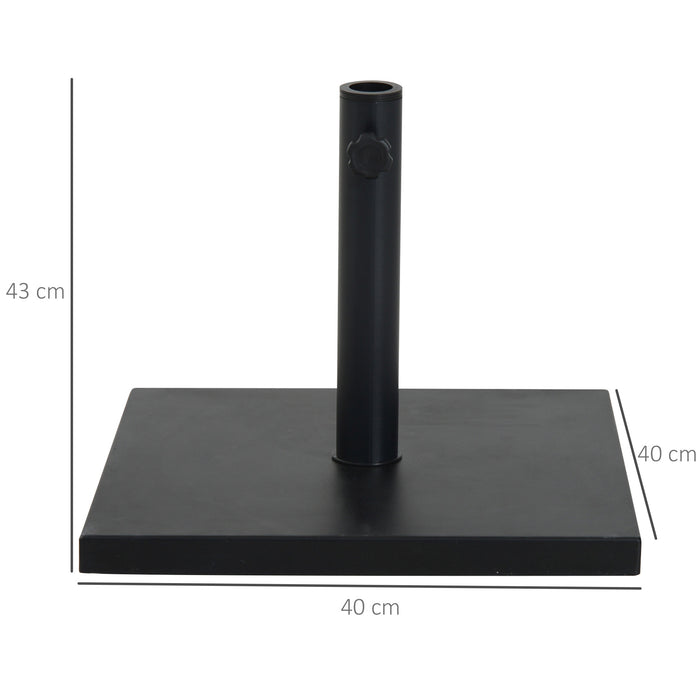 Heavy-Duty Square Parasol Base - Black Weighted Umbrella Stand, Sturdy Support - Ideal for Outdoor Patio Shade Stability