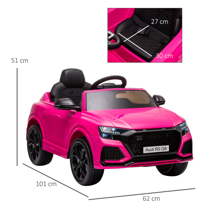 Audi RS Q8 Kids Electric Ride-On Car - 6V Battery-Powered with Parental Remote, Music, Lights, USB, MP3, Bluetooth - Perfect for Young Drivers in Pink