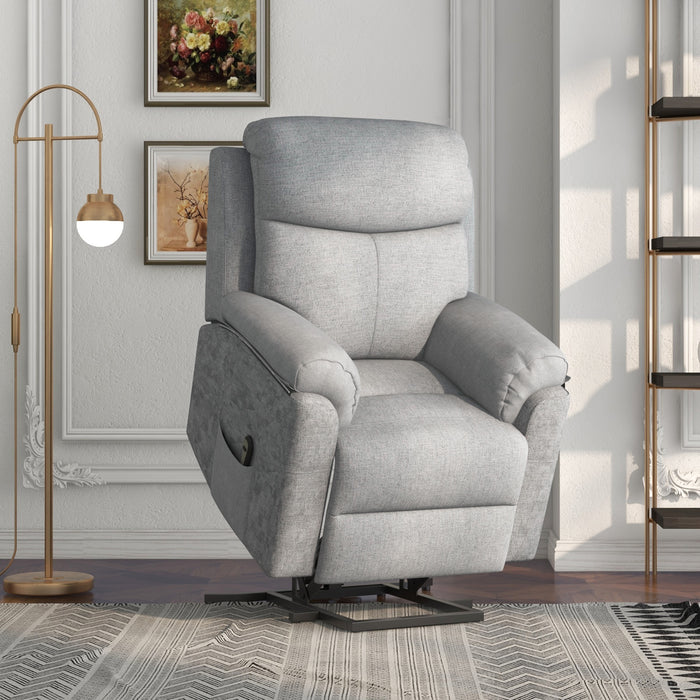 Electric Power Lift Recliner - Elderly-Friendly Linen Fabric Sofa Armchair with Remote & Side Pocket - Comfortable Lounge Seating Solution for Seniors