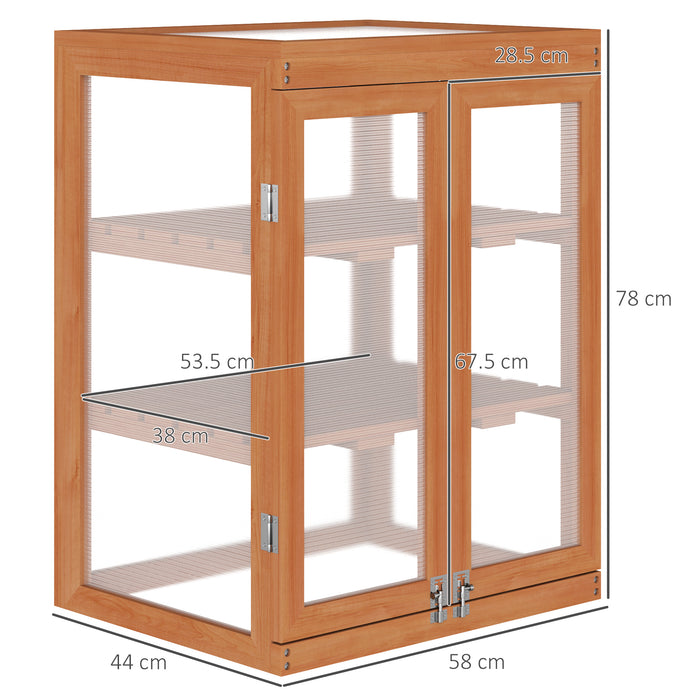 3-Tier Wooden Garden Greenhouse - Polycarbonate Cold Frame with Storage Shelves for Plant Growth - Ideal for Flowers, Seedling Protection & Garden Organization