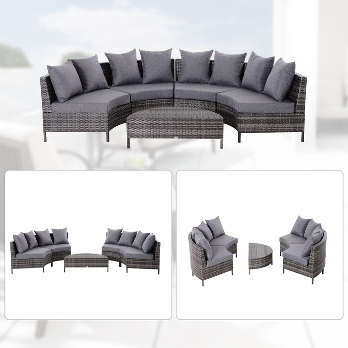 Rattan Garden Furniture Set - 4-Seater Wicker Weave Patio Sofa & Table with Cushions and Pillows - Ideal for Outdoor Living and Entertaining