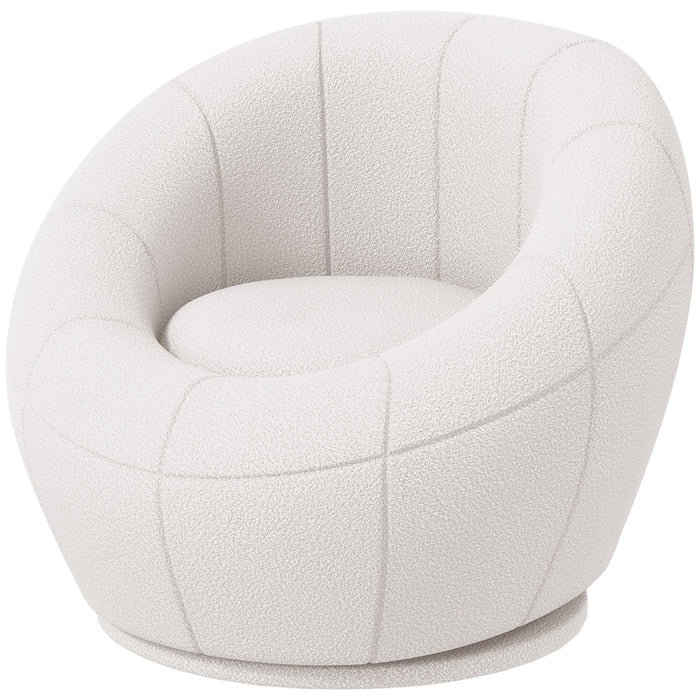 Modern Swivel Armchair - Plush Upholstered Accent Chair for Living Room, Bedroom, Home Office - Contemporary Design in Classic White for Stylish Comfort