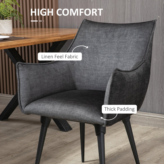 Elegant Dark Grey Accent Chair - Living Room and Bedroom Comfy Armchair with Durable Steel Legs - Perfect for Home Relaxation and Stylish Comfort