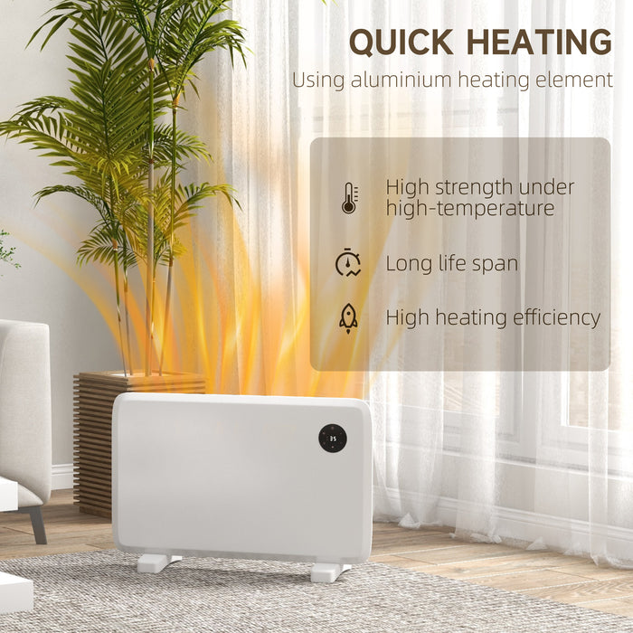 1200W Electric Space Heater - Freestanding/Wall-Mounted Convector with Thermostat and Timer, White - Ideal for Home Heating & Comfort