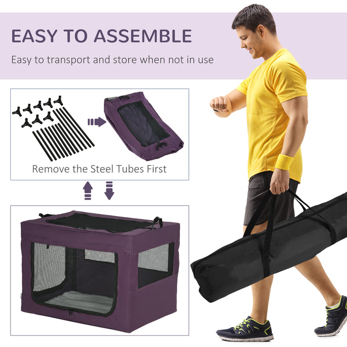 Foldable Pet Carrier for Small to Medium Dogs and Cats - Spacious 79.5 x 57 x 57 cm Travel Bag in Purple - Ideal for Safe and Comfortable Pet Transportation