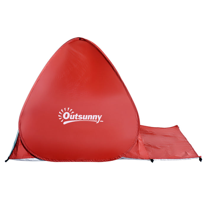 Red Pop-up Beach Tent - Portable UV Protection Sun Shelter for Hiking and Patio - Ideal for 2-3 Persons