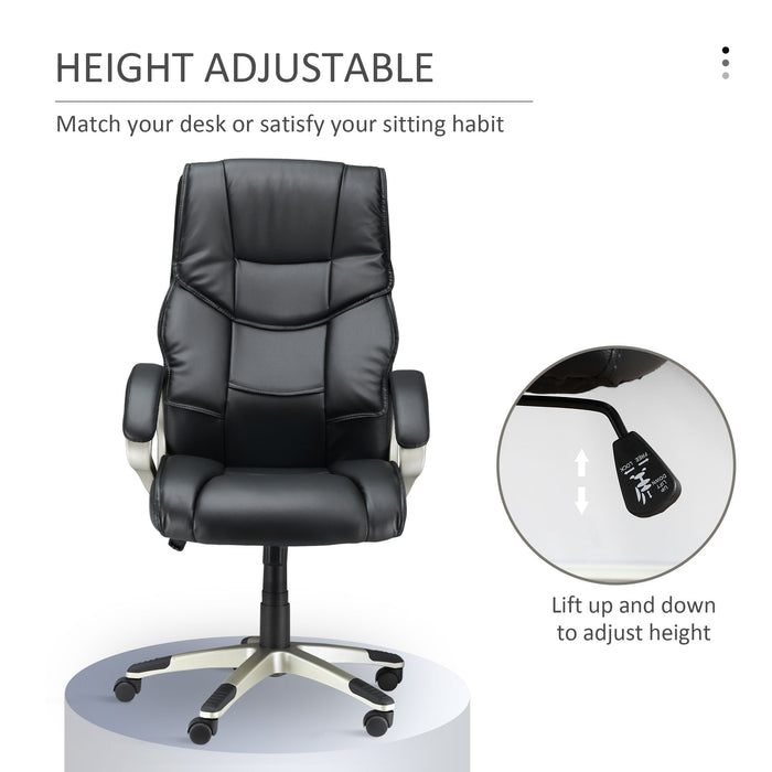 High Back Swivel Chair - Ergonomic Faux Leather Office Desk Chair with Adjustable Height and Rocking Feature - Ideal for Home Office Comfort and Productivity