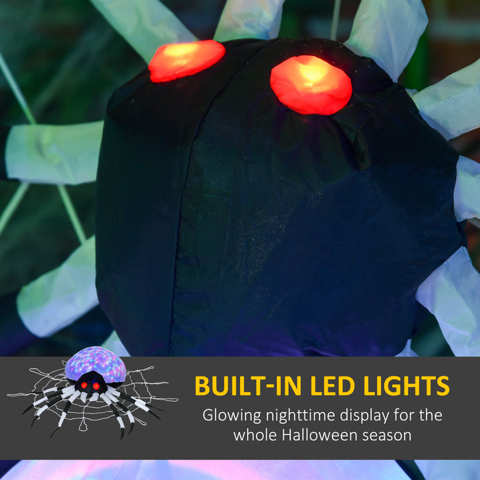 Giant 5FT Halloween Inflatable Spider - Colorful LED-Lit Hanging Outdoor Decor - Perfect for Spooky Lawn Displays and Parties