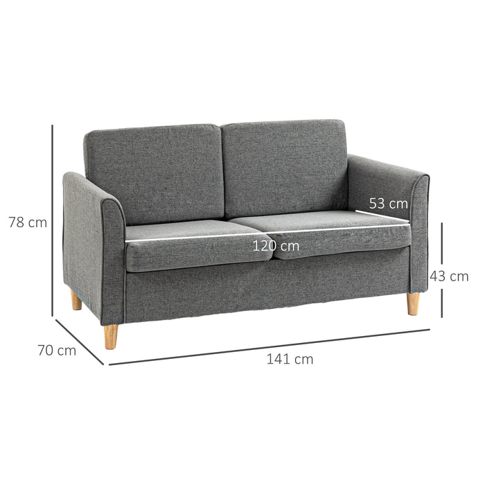 Compact Loveseat Sofa - Modern 2-Seater Couch with Wooden Legs and Armrests for Cozy Spaces - Ideal for Small Living Rooms or Apartments