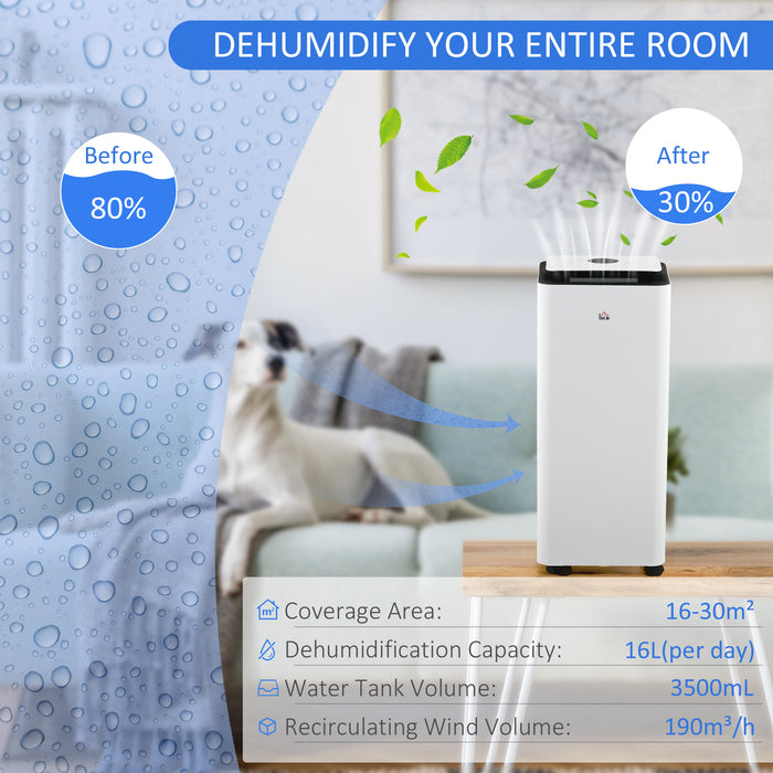 3500mL Home Dehumidifier & Air Purifier Combo - 24-Hour Timer, 5 Operating Modes, 16L Daily Moisture Removal - Ideal for Laundry Rooms & Residential Use