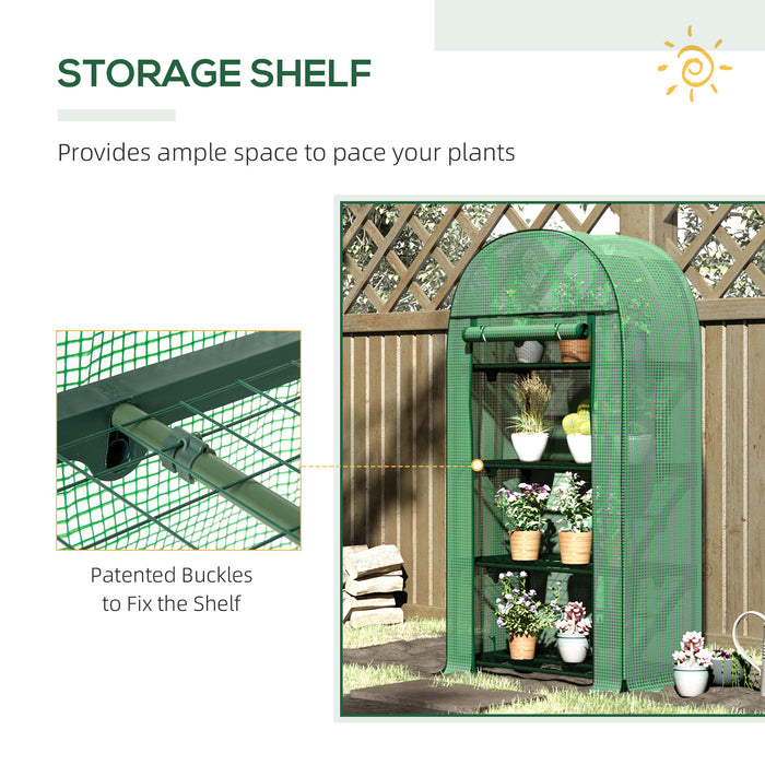 Mini Greenhouse - 80x49x160cm Portable Garden Enclosure with Storage Shelves, Roll-Up Zippered Entry, Metal Frame & PE Protection - Ideal for Outdoor Plant Keeping and Growth