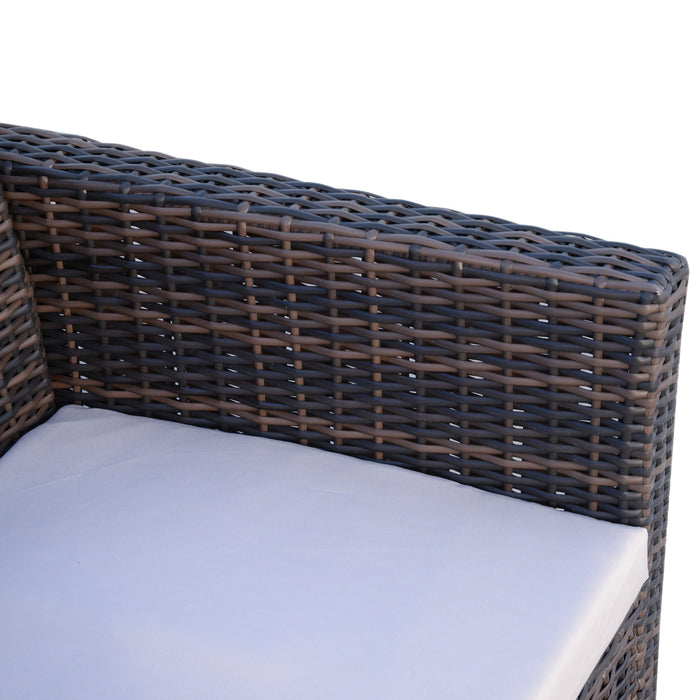 4-Seater Rattan Garden Sofa Set - Outdoor Patio Furniture with Wicker Weave 2-seater Bench, Chairs & Coffee Table - Ideal for Conservatory and Brown Patio Decor