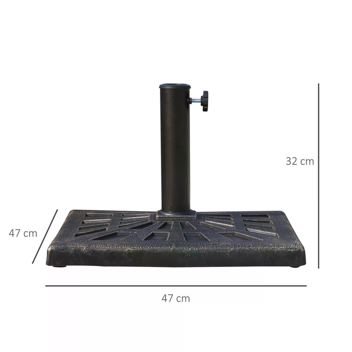 15kg Parasol Base - Square Colophony Garden Patio Umbrella Stand with Durable Bronze Pattern - Sunshade Support for Outdoor Spaces