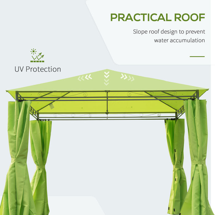 Metal Garden Gazebo, 3m x 3m, Lemon Green - Sturdy Outdoor Shelter with Elegant Design - Ideal for Backyard Entertaining & Protection from Elements