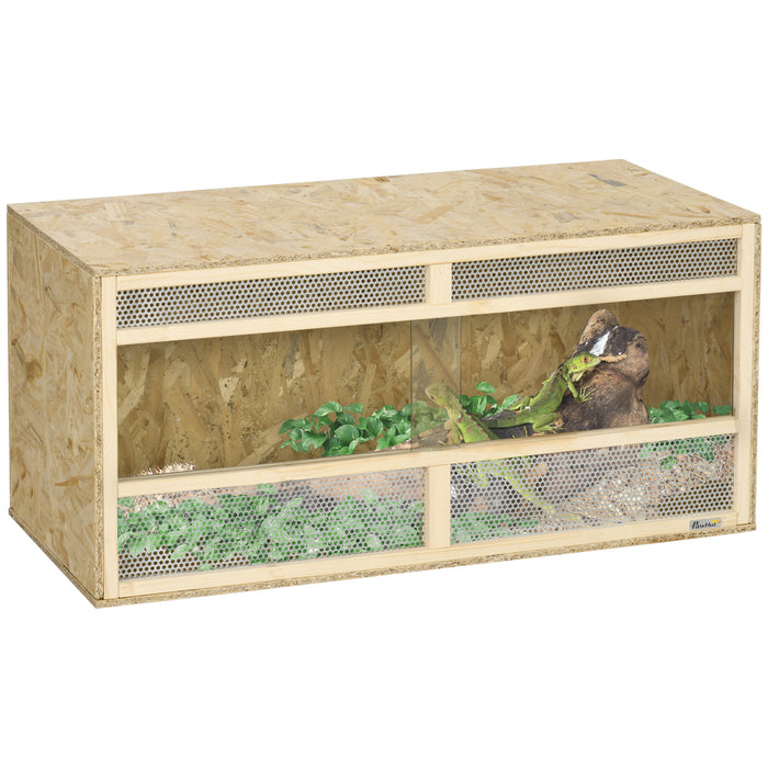 Reptile Terrarium Vivarium - Habitat with Transparent Sliding Doors & Breathable Mesh for Climbing Pets - Ideal for Lizards & Horned Frogs