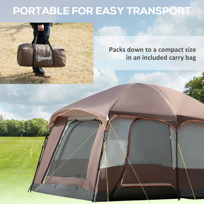 Two-Room 3-4 Person Camping Tent with UV50+ Protection - Dual-Chamber Outdoor Shelter with 3000 mm Water Resistance and Vestibule - Includes Groundsheet and Portable Bag for Hikers and Campers