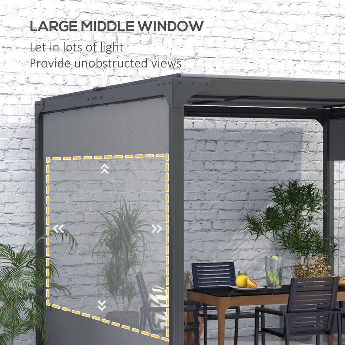 Pergola Side Panels 3x2m with Big Clear Window - 2-Pack Grey Gazebo Curtains for Outdoor Shelter - Ideal for Privacy & Protection