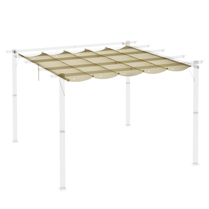 Retractable Pergola Shade Cover - Replacement Canopy for 4x3m Structure, Beige Retractable Roof - Ideal for Outdoor Comfort and UV Protection