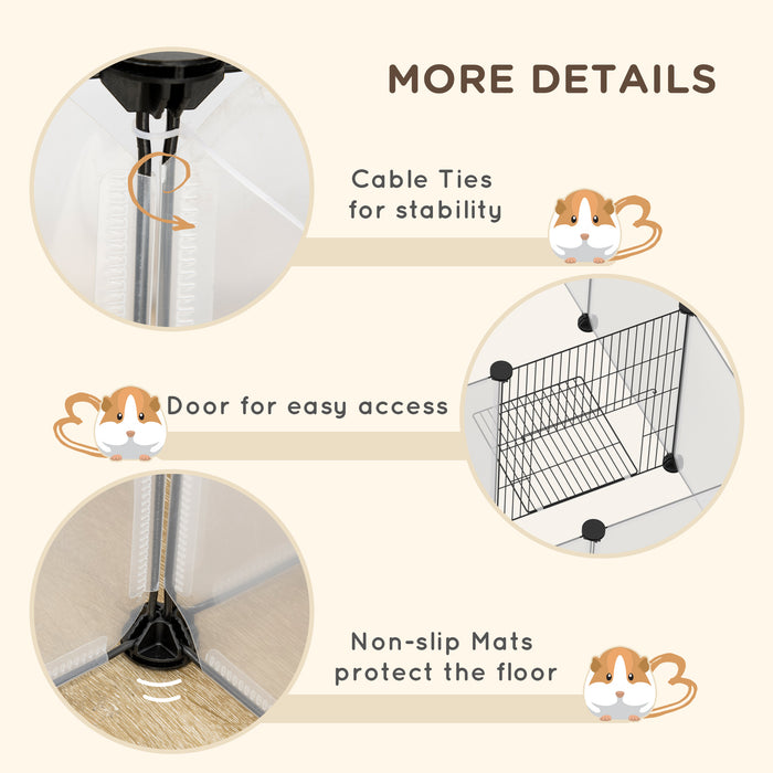 DIY Small Animal Playpen - 18-Panel Portable Metal Wire Cage for Pets - Ideal for Guinea Pigs, Hedgehogs, Indoor/Outdoor Use, 175x70x45cm, White