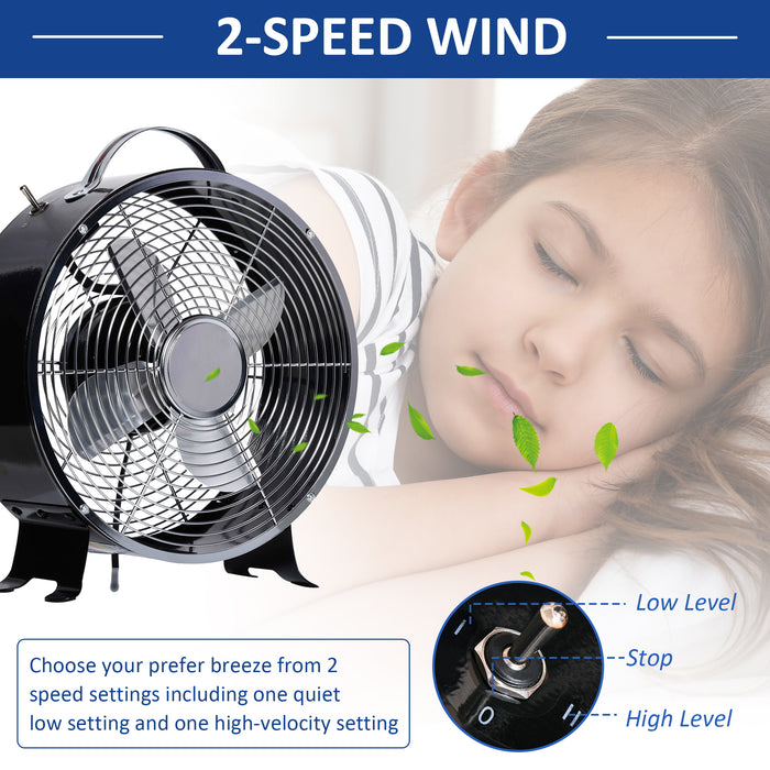 Electric 26cm Desk Fan with 2 Speeds and Safety Guard - Anti-Slip Portable Cooling Fan for Home and Office - Ideal for Bedroom Spaces and Personal Use