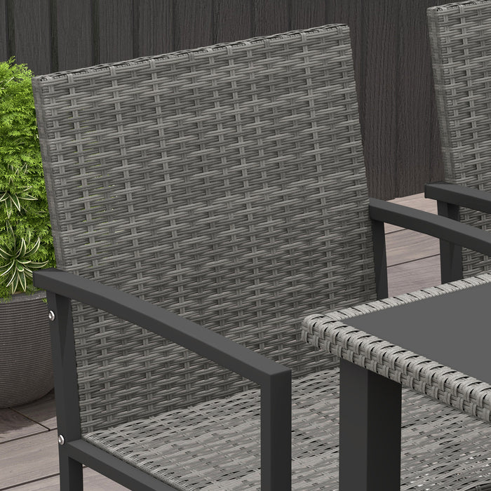 5-Piece Patio Dining Set with Tempered Glass Tabletop - Outdoor Conservatory Furniture, 4 Grey Chairs - Ideal for Al Fresco Meals & Gatherings